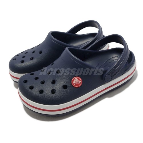 Сандалии Crocs Crocband Clog K Navy White Red Kids Preschool Slip On Sandals 207006-485