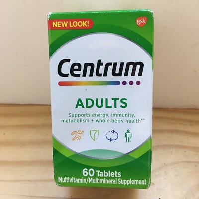 Centrum Multivitamin Multimineral Supplement For Adults 60 Tablets Non-GMO *Read