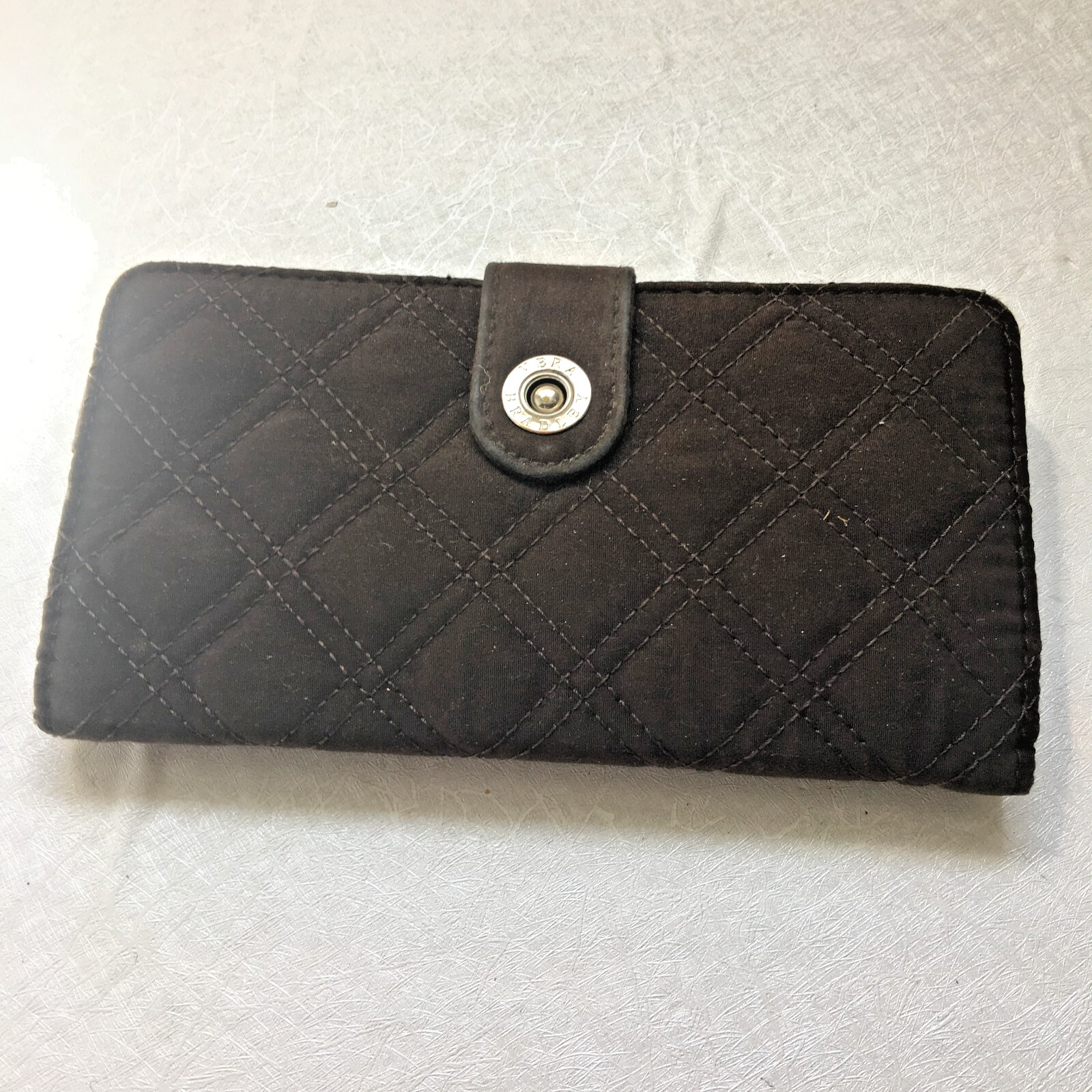 Vintage 90s Vera Bradley Zipped Bifold Brown Cotton Wallet with Snap Closure 7"L