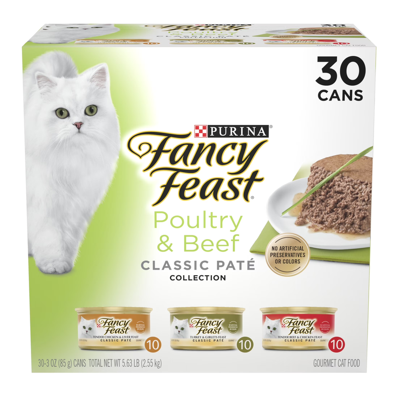 Purina  Classic Pate Food, Wet Cat Food, Poultry & Beef, 3 Oz Cans (
