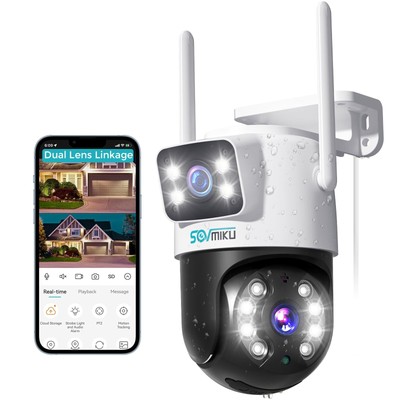 Dual Lens Linkage 6MP Security WiFi Cameras Outdoor, PTZ, Auto Tracking, Huma...
