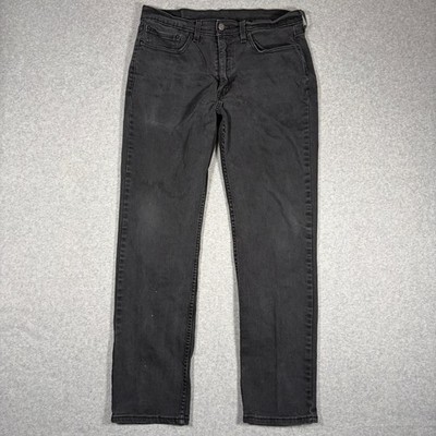 Levi's 514 Slim Straight Jeans Mens 34x32 (Fits 34x30) Black Denim Stretch Pants