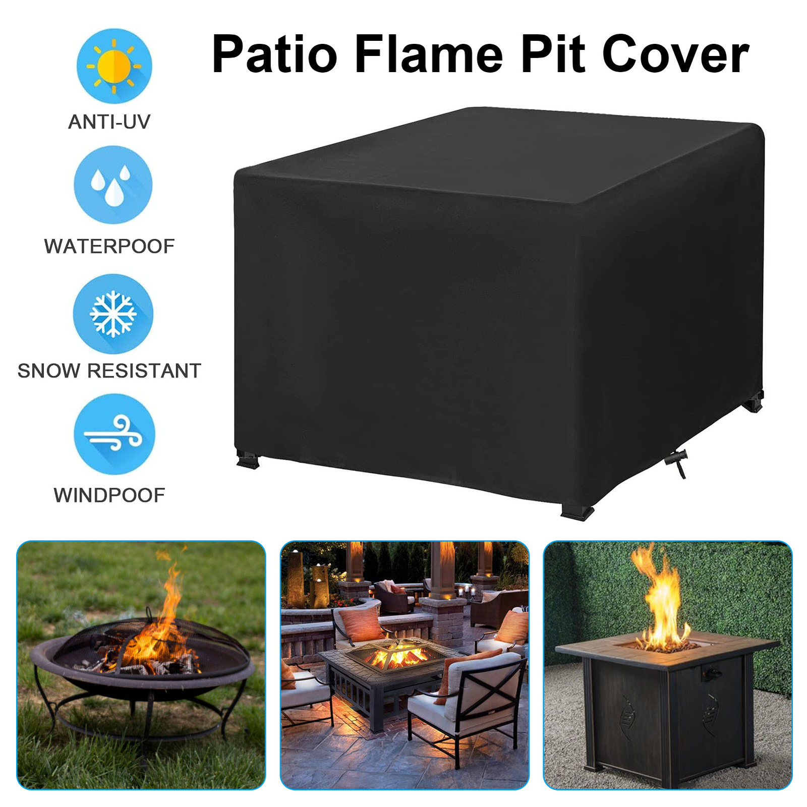 Table Duty Fire Square Coverage 420d 33*24" Pit/bistro Full Outdoor Heavy