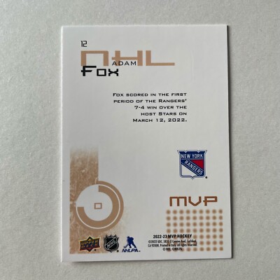 2022 Upper Deck MVP #12 Adam Fox 20th Anniversary