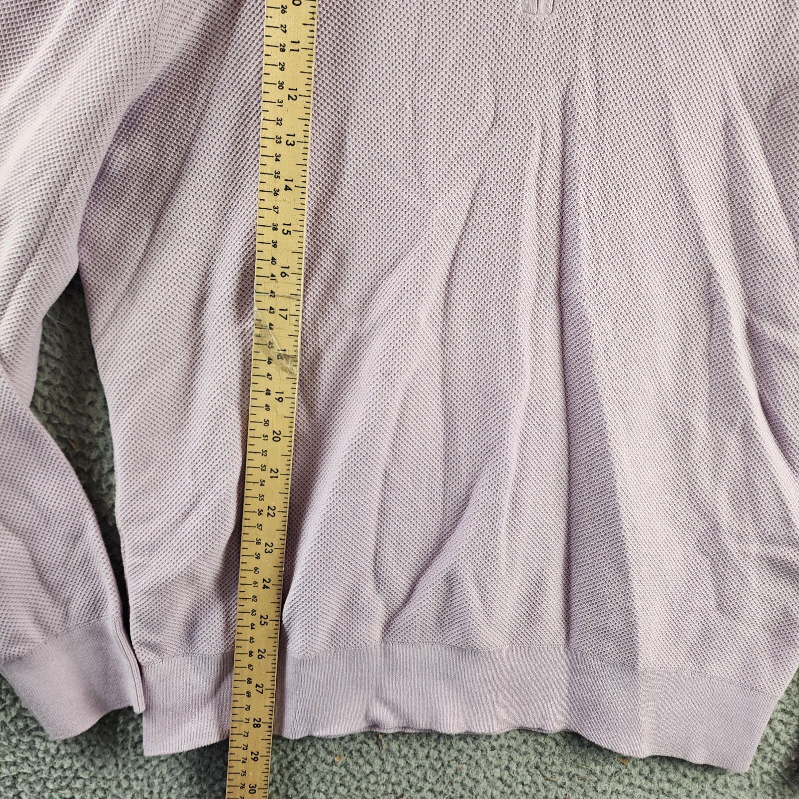 The Men's Store at Bloomingdale's Birdseye Quarter Zip Sweater Men's XL Lavender - Picture 5 of 15