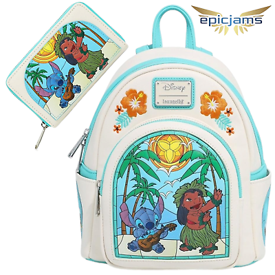 Loungefly Disney Lilo Stitch Stained Glass Portrait Mini Backpack Set