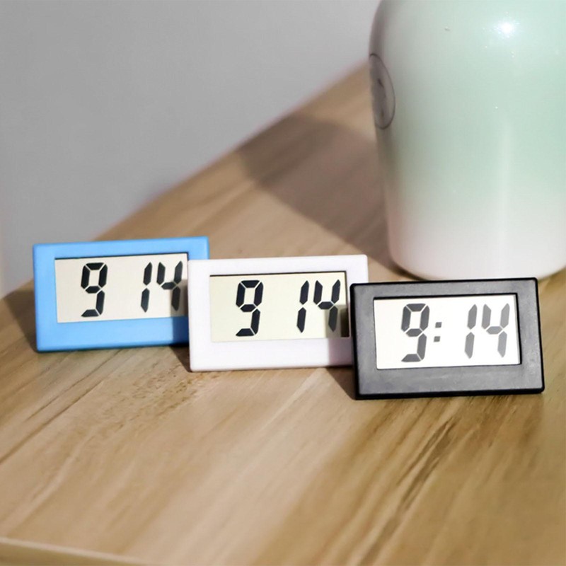 1* Small Digital Clock LED Display Electric Alarm Desk Clock with Button Battery