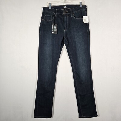 Paige Mens 32x34 Federal Transcend Slim Straight Jeans Dark Wash Stretch NWT