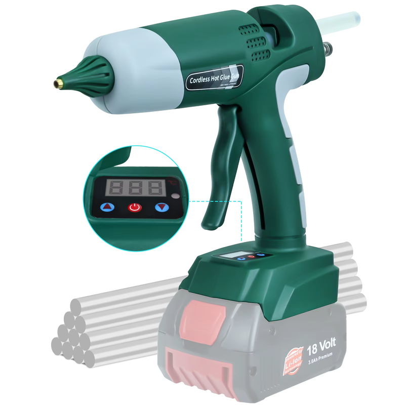 100W Cordless Hot Glue Gun for Bosch 18V Battery with 10pcs 11mm Glue Sticks 100