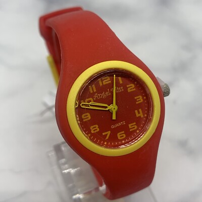 Kids Angel Bliss Quartz Watch Red Strap yellow bezel NEW B Stock No Box