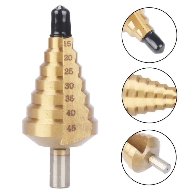 HSS TiN Profi Stufenbohrer 10- 45 mm Schälbohrer Konusbohrer Kegelbohrer DE
