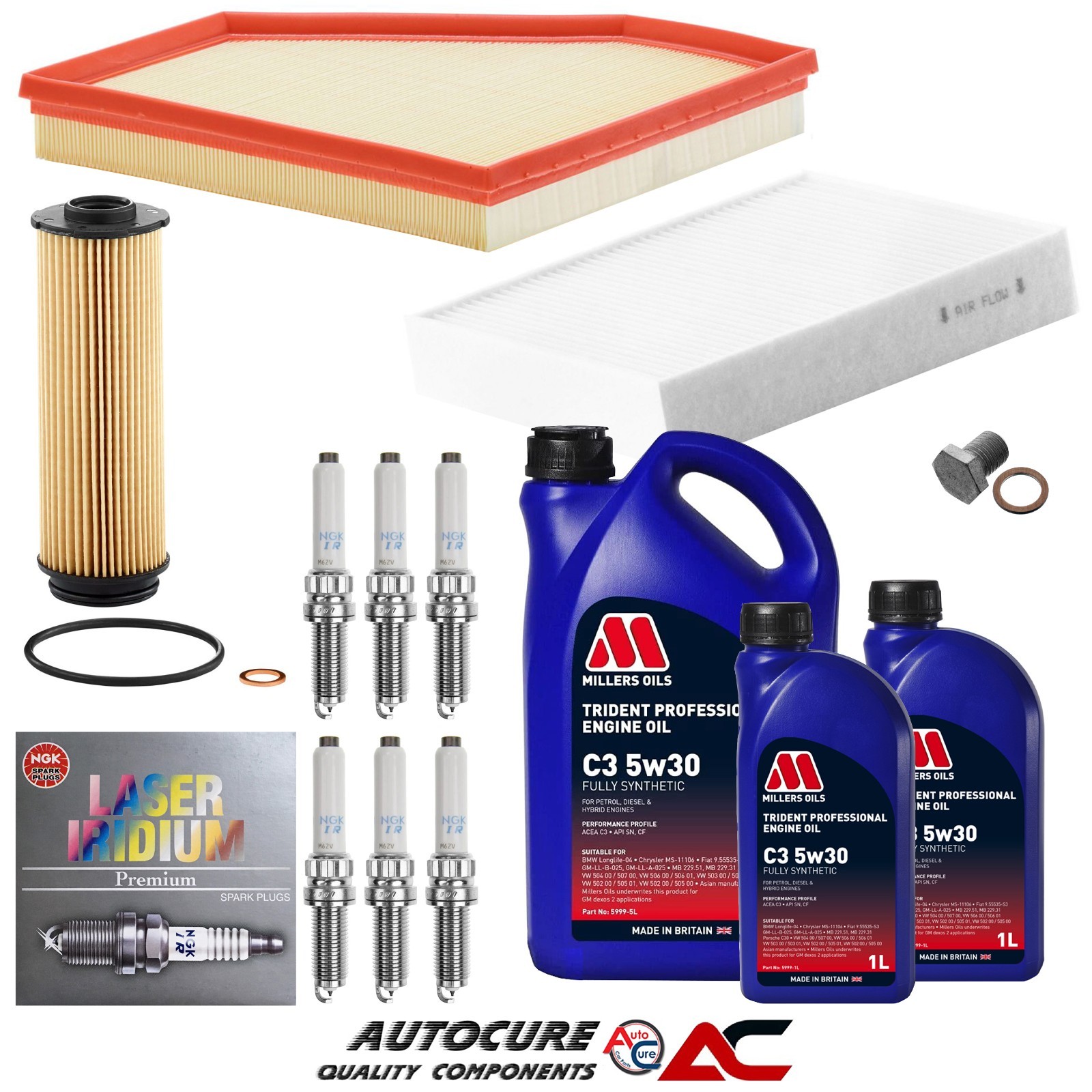 FOR BMW 1 SERIES M140i MK2 F20 2015 ONWARDS FILTER SERVICE KIT NGK PLUGS & 7L