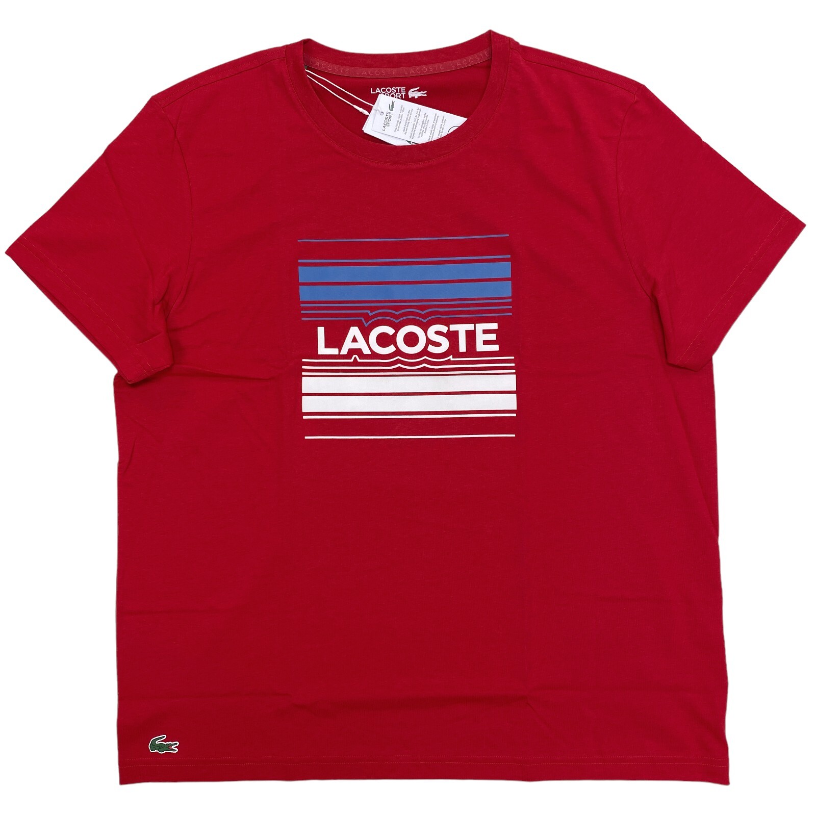 

Lacoste SPORT Мужская футболка с графическим принтом в стилизованную полоску с логотипом (красная) TH0851-HEN, Красный