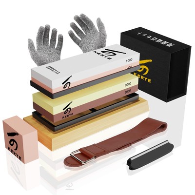 Knife Sharpening Stone Set KERYE Professional Japanese Whetstone Knife Sharpe...