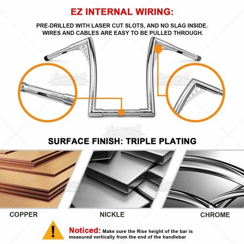 10" 12" 14" Rise Ape Hanger Handlebar For Honda Rebel 250 Shadow Aero 750 Models
