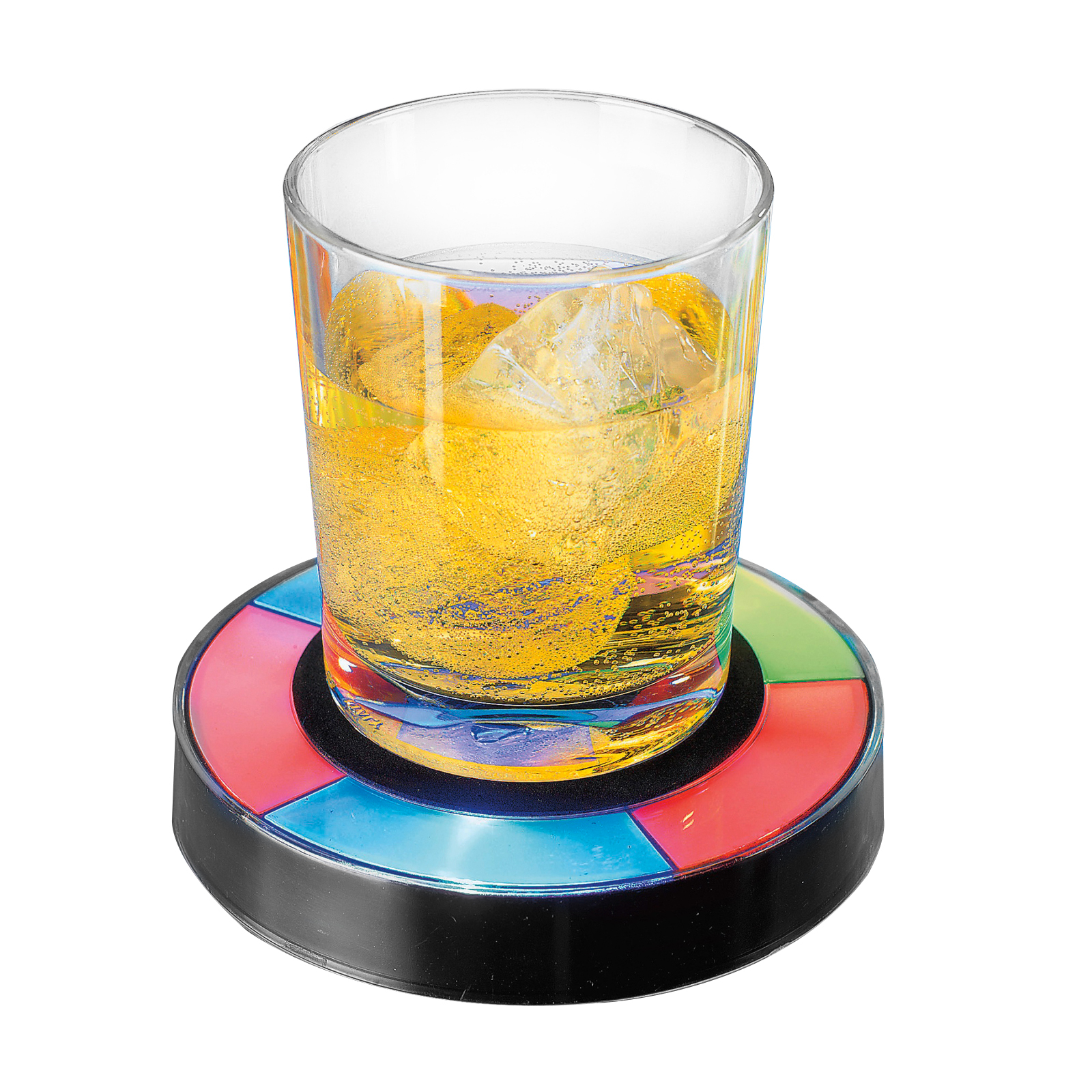 DISCO PORTABICCHIERE PORTA BICCHIERE GIOCO DI LUCI COLORATE A SUON DI MUSICA