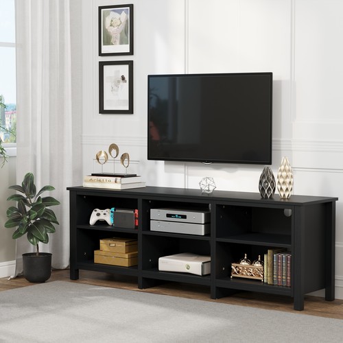 Cabinets 6 Open Storage Shelves For 80 Inch Tv Entertainment
