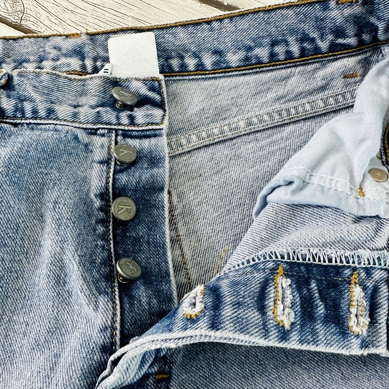 Womens Calvin Klien Easy Fit Sandblast Denim Blue Jeans Button Fly Size 11