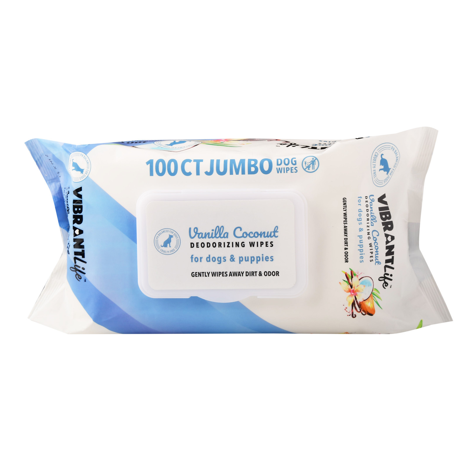 Vibrant Life 100-ct. JUMBO DEODORIZING WIPES for DOGS