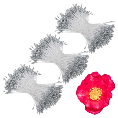 1080 Pack Double Heads Flower Stamen-1mm Flower Pistil for DIY(Gray)