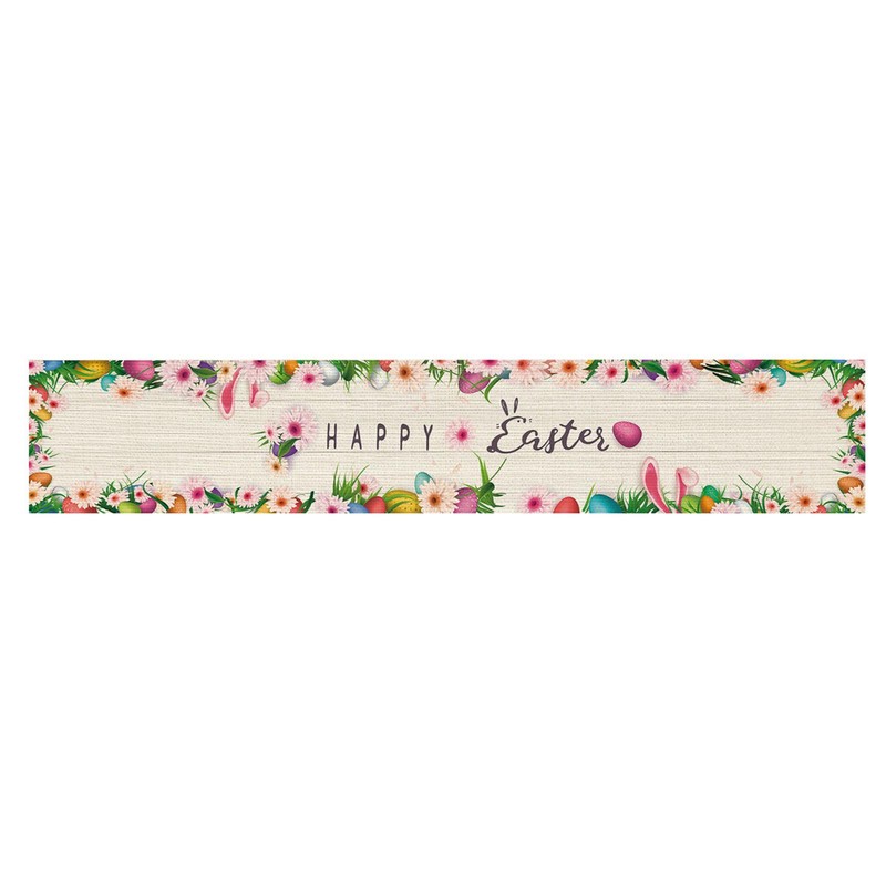 Easter Table Runner Spring Bunny Flower Gnomes Decor Easter Table Cover Topper