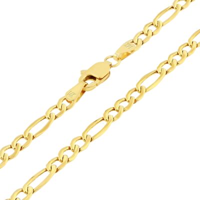 14K Yellow Gold 2mm- 7.5mm Figaro Chain Italian Link Necklace Men Women 16''- 30''
