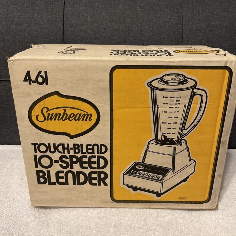 brand new RARE 1975 vintage Sunbeam touch-blend 10 speed blender model 4-61