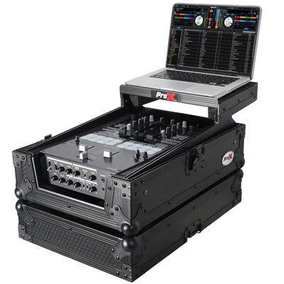 Pro X Flight Case for Pioneer DJM-S11 Mixer with Sliding Laptop Shelf | Black on