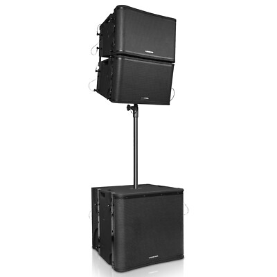 Sound Town Active Line Array 18'' Sub, 2 12'' PA, Spk Pole ZETHUS-VX118SPW112BPWX2
