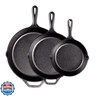 Lodge Pre-Seasoned Cast Iron Skillet Set - Set Includes 8 Inch Skillet, 10.25 Inch Skillet, and 12 inch Skillet - 3 Piece