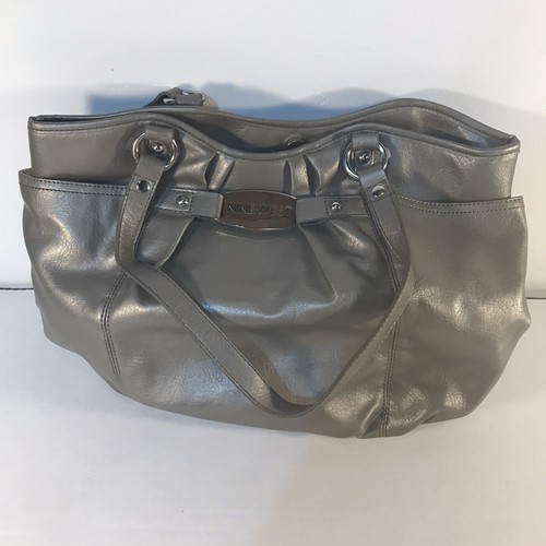 Nine West Pewter Faux Leather Dbl. Handles Shoulder Bag | eBay