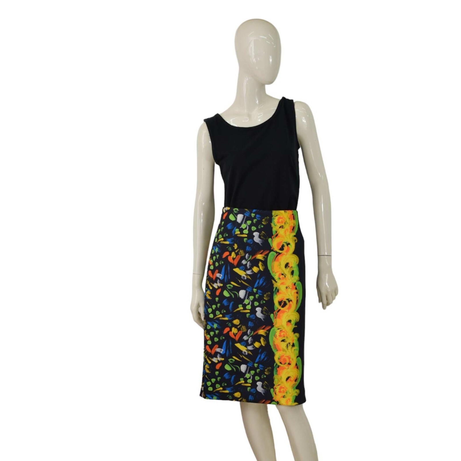 スカート VERSACE FW22 PENCIL SKIRT (1006670_1A009031E510) Versace Leopard Pencil Skirt with Safety Pin Brooch | Neiman