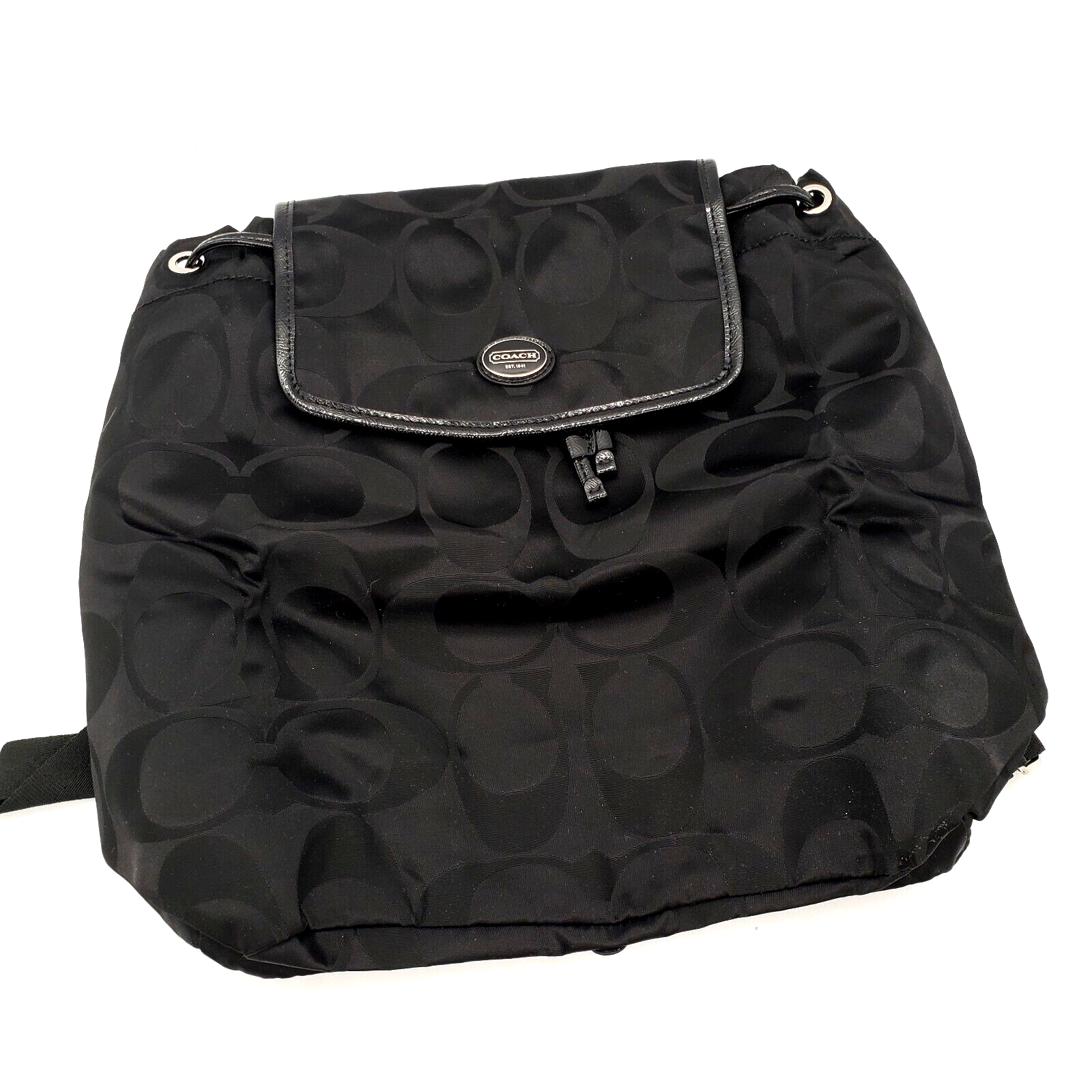 COACH Getaway Black Signature Nylon Packable Backpack EUC #F77350 NWT Coach Getaway Signature Nylon Black Packable Backpack  main image 2