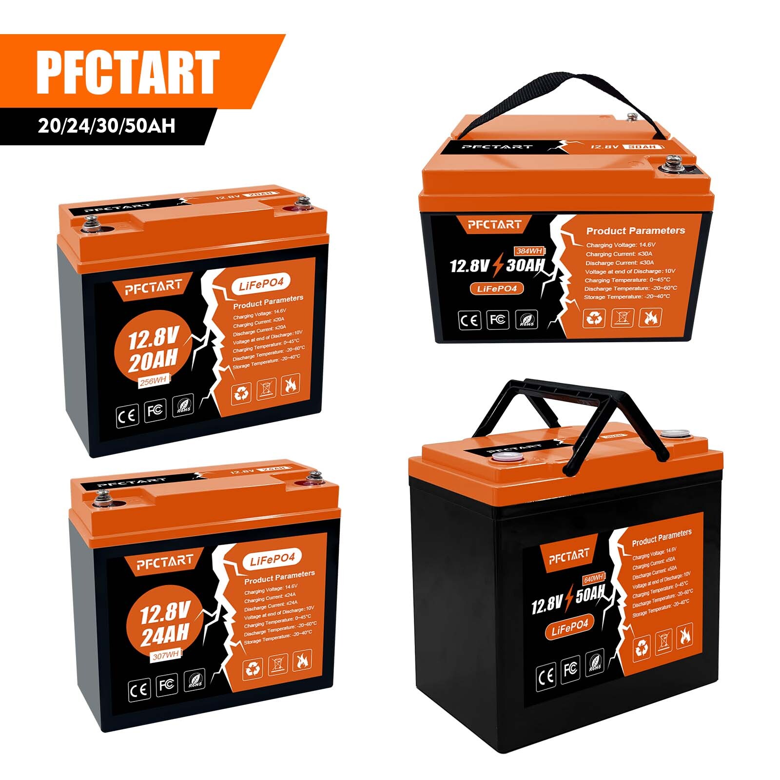 12V 20AH 24AH 30AH 50AH LiFePO4 Lithium Battery BMS For RV Solar Panel Golf Cart