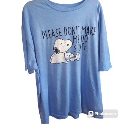 SNOOPY - Please Don't Make Me Do Stuff Blue PEANUTS T-SHIRT Men s Size 3XL