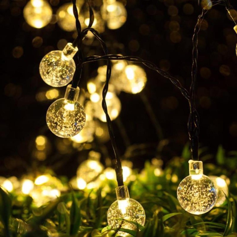 7M Solar Lichterkette 50er LED Kristall Kugeln Wasserdicht