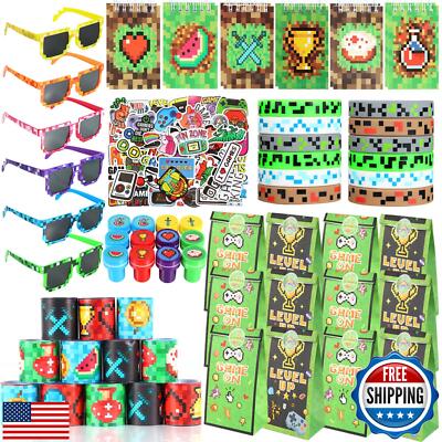 LiYiQ 122 Pcs Video Game Party Favors With Video Game Sunglasses Slap Bracele