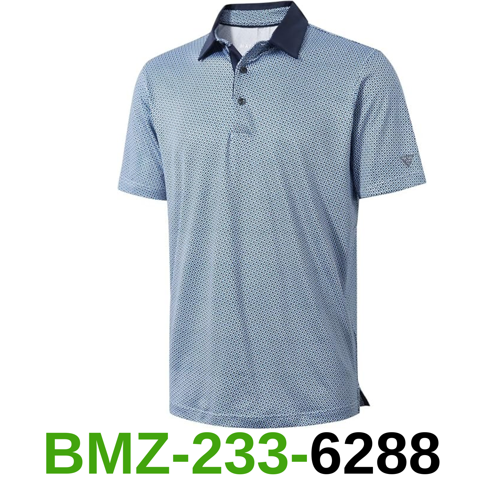 Golf Shirts for Men Dry Fit Short Sleeve Print Performance Moisture Wicking, L