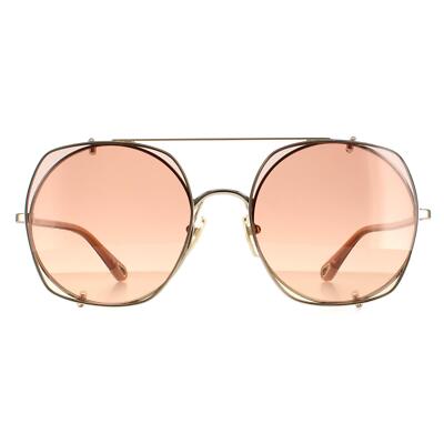 Pre-owned Chloé Chloe Sunglasses Ch0042s 004 Gold Brown Gradient