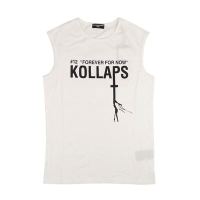 NWT RAF SIMONS White Sleeveless Slim Fit Kollaps Print Tank Top Size XL