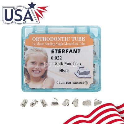 ETERFANT Dental Ortho Monoblock Buccal Tubes 1st Molar Roth 022/018 Bondable US