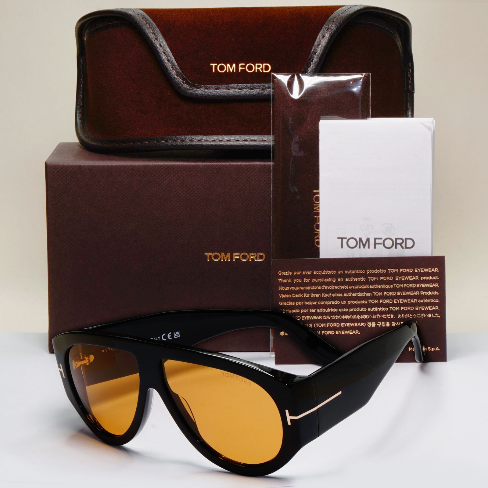 TOM FORD ブラウン マフラー Tom Ford™ FT1101 Turner 01E 58 Shiny Black Sunglasses