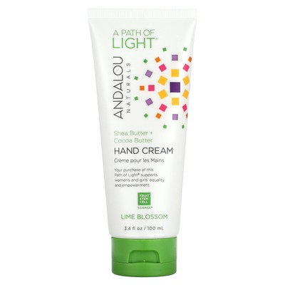 A Path of Light, Shea Butter + Cocoa Butter Hand Cream, Lime Blossom, 3.4 fl oz