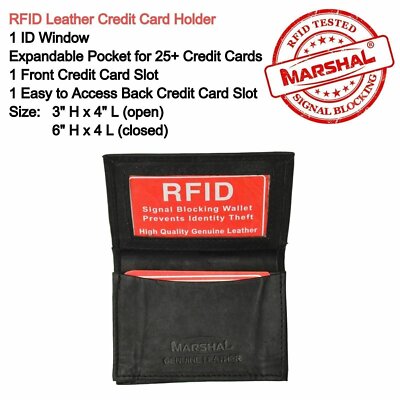 RFID Mens Slim Front Pocket Wallet Genuine Leather Bifold ID/Credit Card Holder