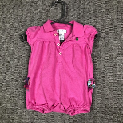 Ralph Lauren Romper Baby Girls 3m Months Pink Ruffle Polo Collared Pony