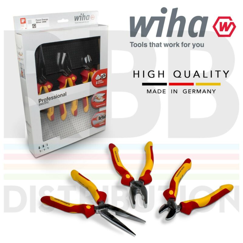 WIHA 26852 VDE Pliers Heavy Duty Diagonal Cutters, Long Nose, Combination 1000v
