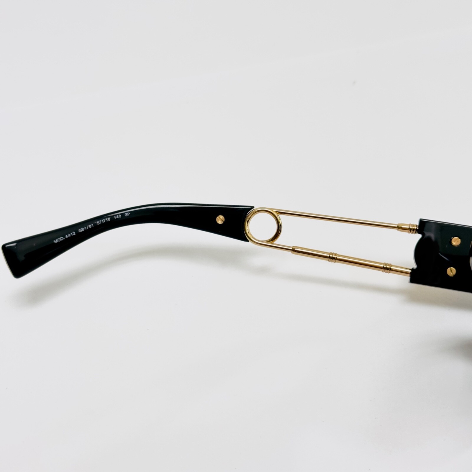 Pre-owned Versace Safety Pin Medusa 4412 Black Gold Polarized Ve4412 Rectangle Sunglasses In Gray