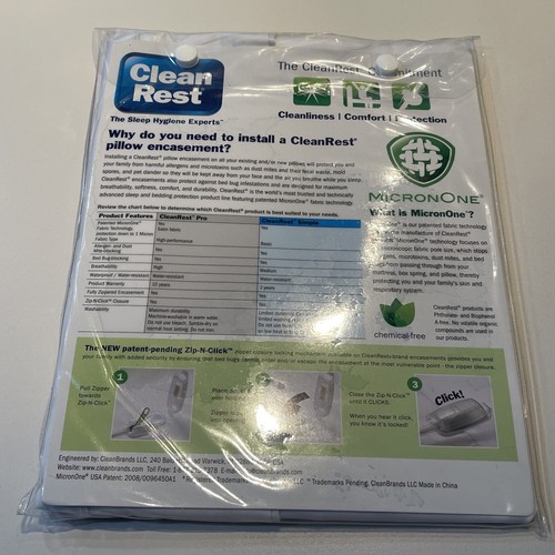 Clean Rest Pro Pillow Encasement King Size 20” X 36” Healthy Sleeping 