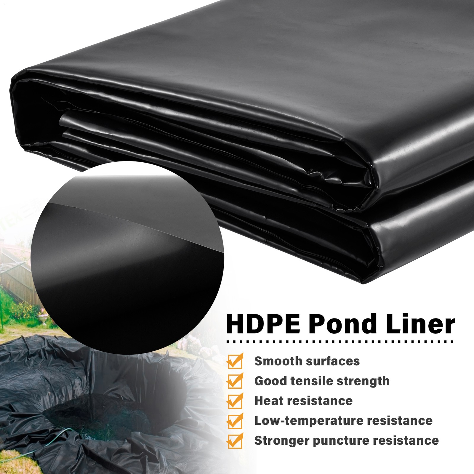 40 X 40FT HDPE Fish Pond Liner Garden Pool Membrane Landscaping ...