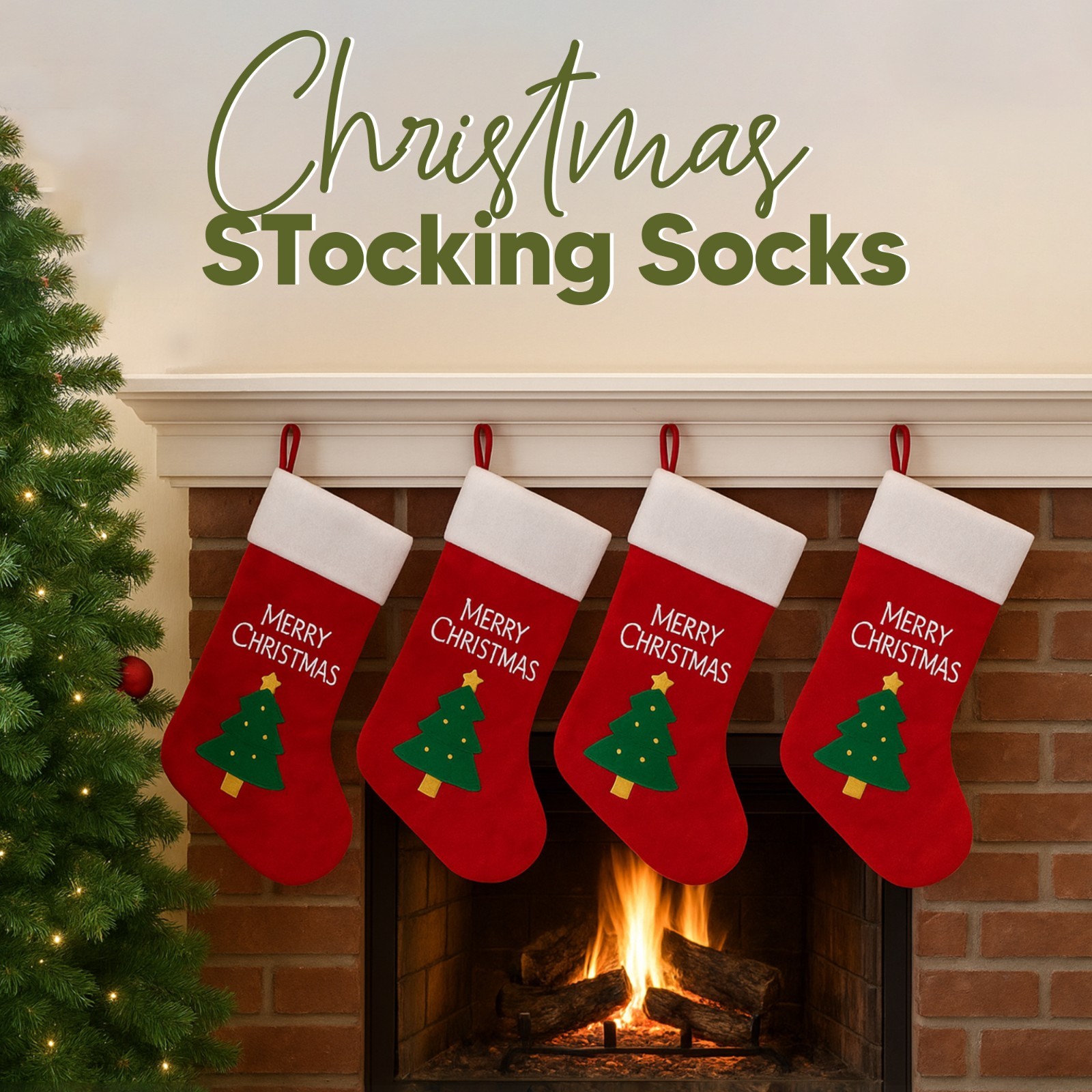 Chaussettes De Noël Suspendues Sacs À Bonbons Cadeaux Décoration Xmas 25cmx35cm